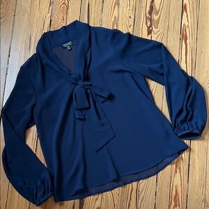 Topshop Pussycat Bow Tie-Neck Chiffon Blouse